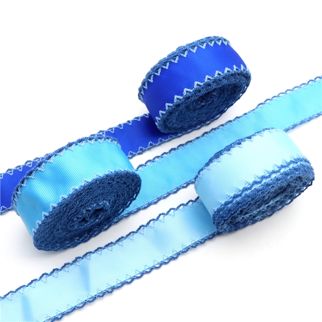 grosgrain blue series grosgrain double layer two-color hook ribbon