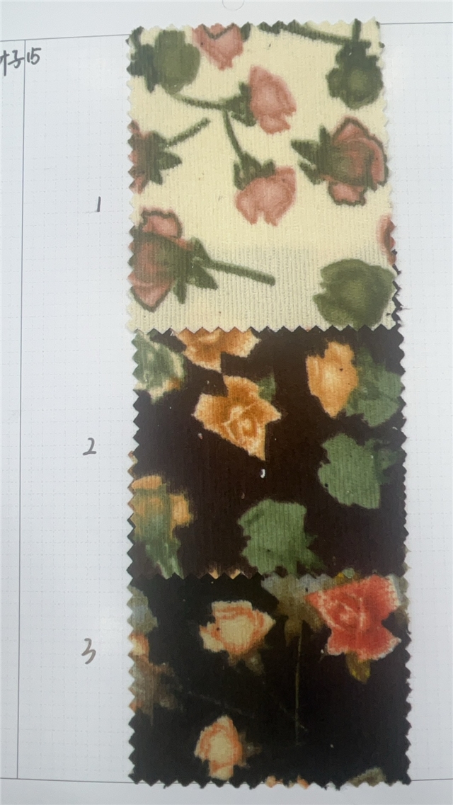 rose printed corduroy fabric
