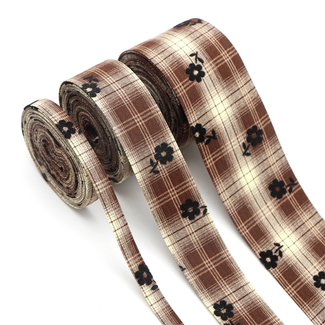 velvet flower plaid layering cloth ribbons set (3 rolls/set,5 yards/roll)