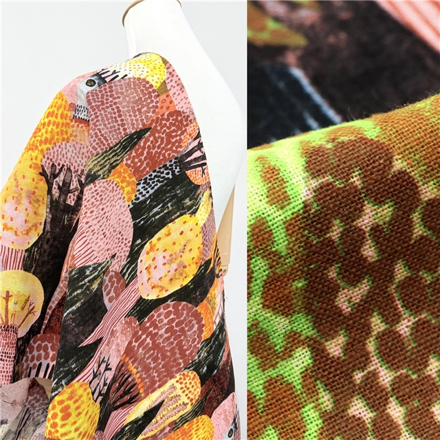 reactive printed cotton linen printed fabric