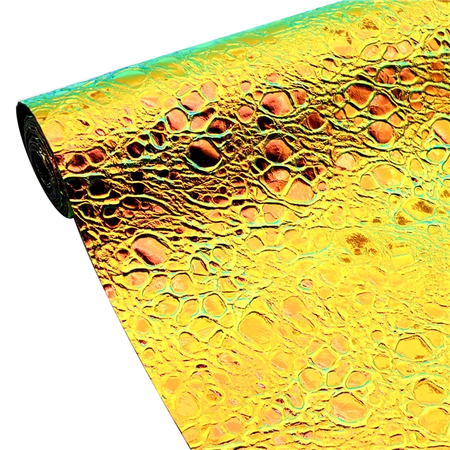 synthetic leather colorful laser wrinkled PU embossed leather