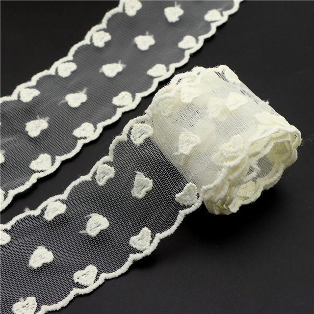 mesh heart lace wavy ribbon