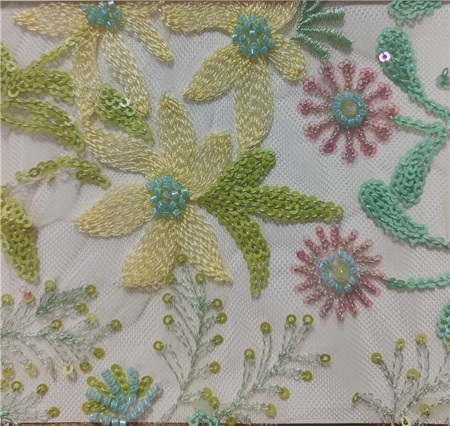 bead sequin embroidery flower mesh fabric