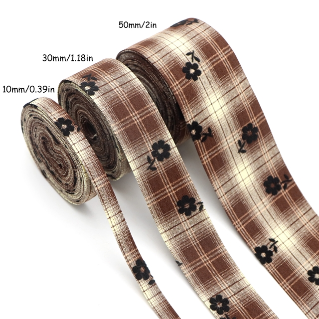 velvet flower plaid layering cloth ribbons set (3 rolls/set,5 yards/roll)
