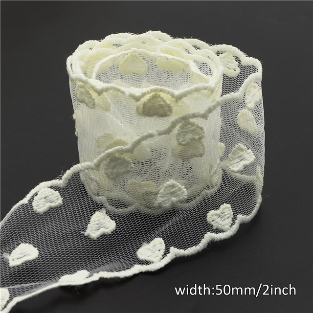 mesh heart lace wavy ribbon