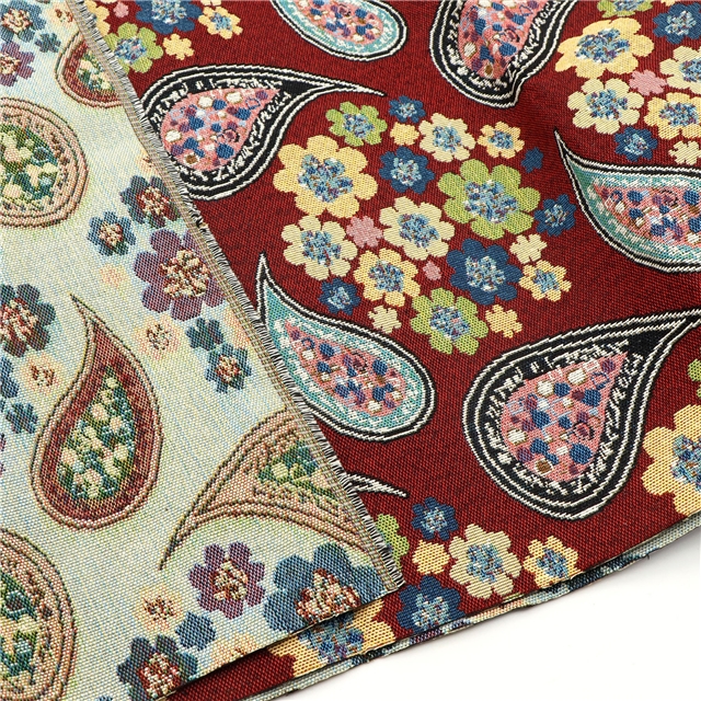 cashew flower polyester cotton yarn dyed jacquard fabric