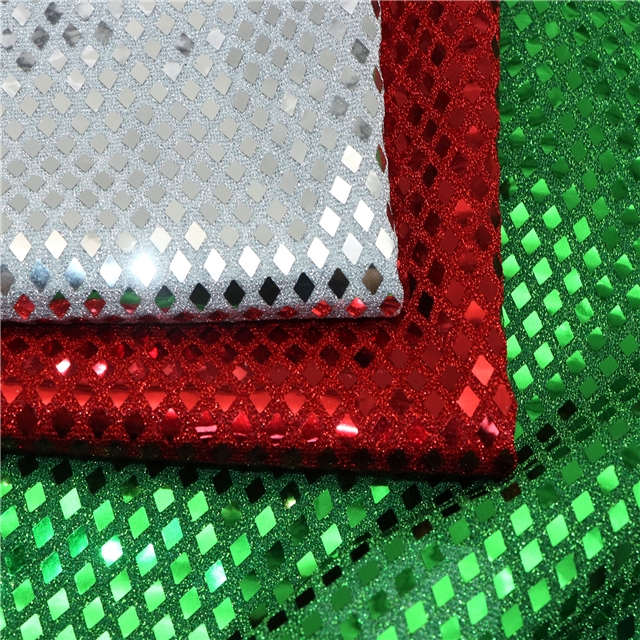 two way micro elasticity rhombus sequin gold and silver wire needle woven fabric