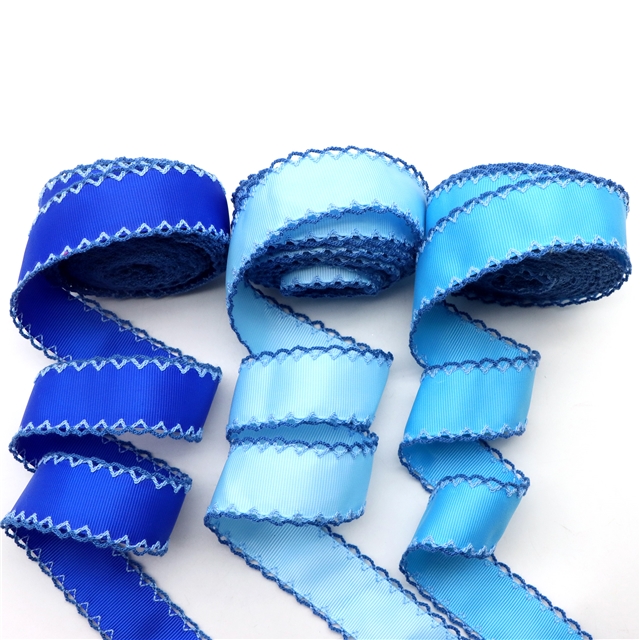 grosgrain blue series grosgrain double layer two-color hook ribbon