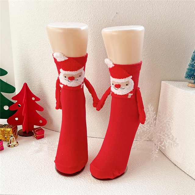 free size cotton christmas magnetic hand in hand socks