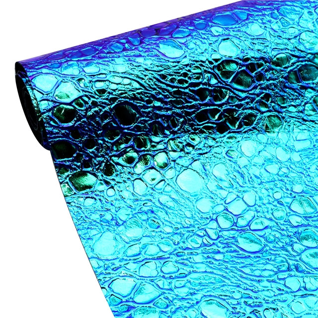 synthetic leather colorful laser wrinkled PU embossed leather