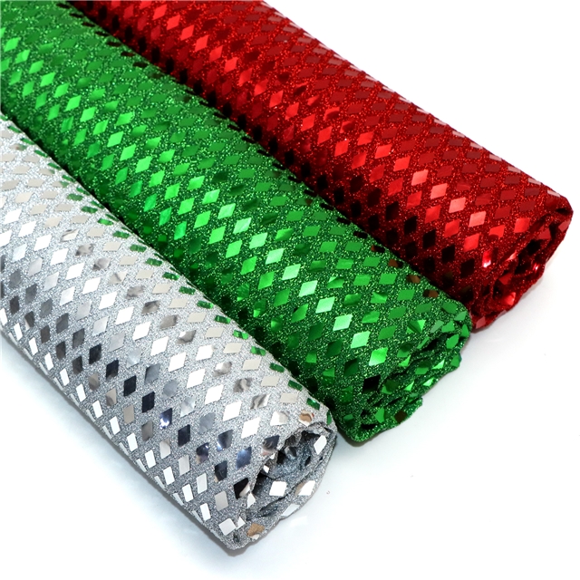 two way micro elasticity rhombus sequin gold and silver wire needle woven fabric