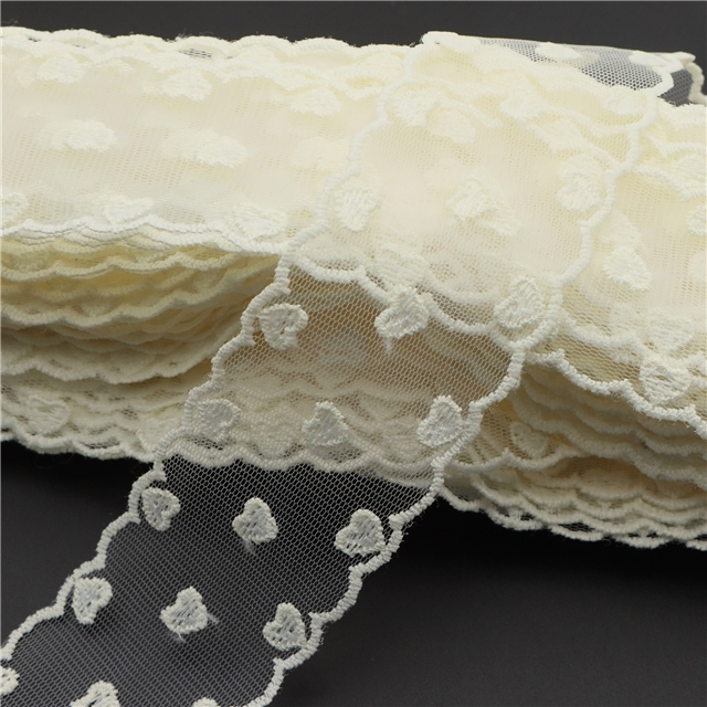 mesh heart lace wavy ribbon
