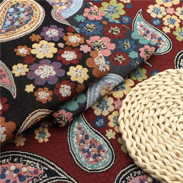 cashew flower polyester cotton yarn dyed jacquard fabric