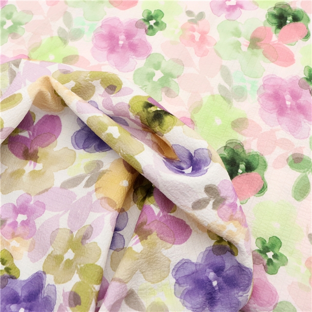 polyester wrinkled digital printed polyester fabric