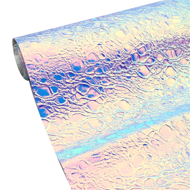synthetic leather colorful laser wrinkled PU embossed leather
