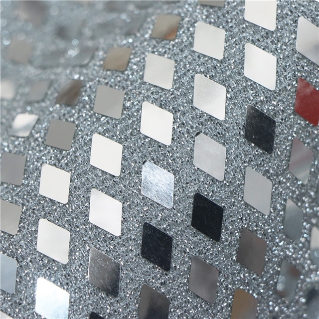 two way micro elasticity rhombus sequin gold and silver wire needle woven fabric