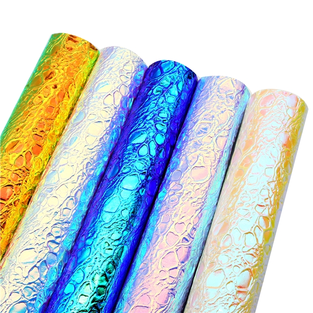 synthetic leather colorful laser wrinkled PU embossed leather