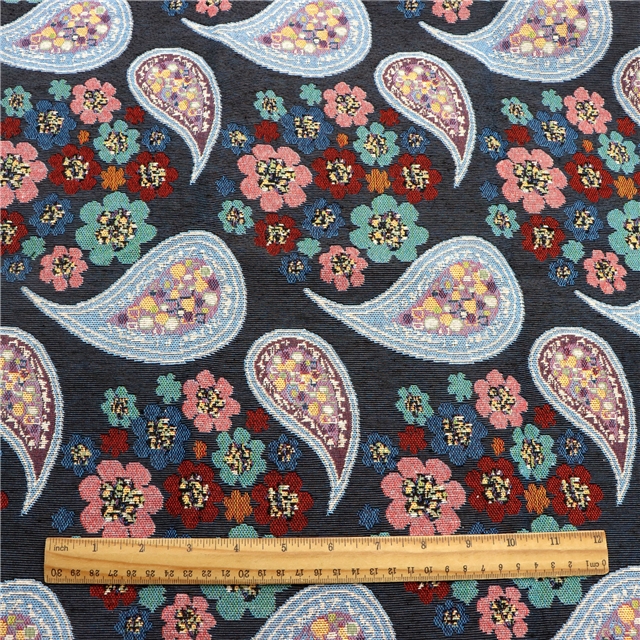 cashew flower polyester cotton yarn dyed jacquard fabric