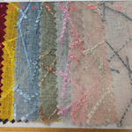 silver thread embroidery with cross patterned polyester fabric