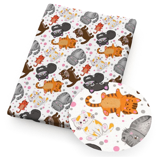 polyester cotton cat series polyester cotton fabric set (7 pcs/set) polyester cotton fabric,50*45cm(19.7*17.7