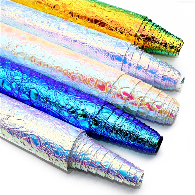 synthetic leather colorful laser wrinkled PU embossed leather