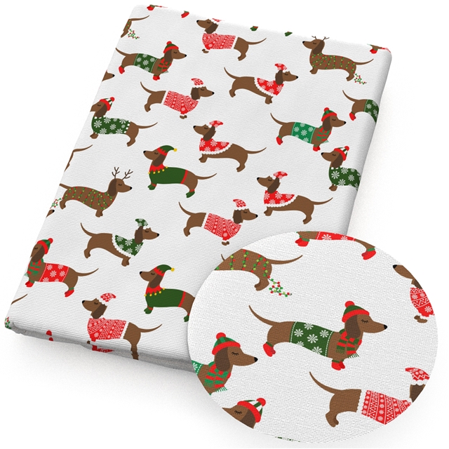 polyester cotton christmas dog series polyester cotton fabric set (4 pcs/set)