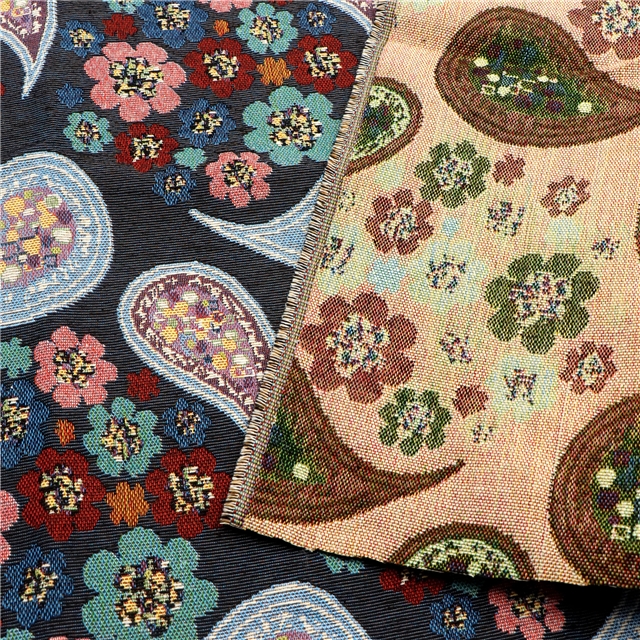 cashew flower polyester cotton yarn dyed jacquard fabric