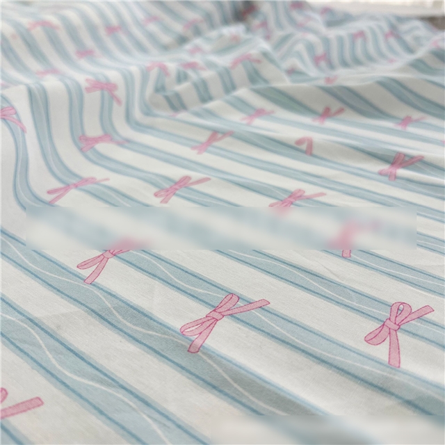 100% cotton 100% cotton 40s striped bow fabric silk digital printed fabric
