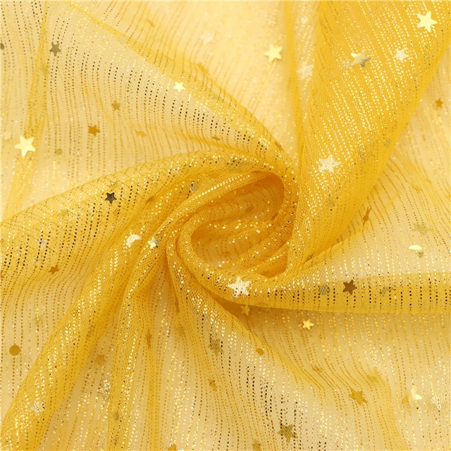 gold and silver sequins star moon mesh fabric 9#yellow,50*150cm(19.7*59.1