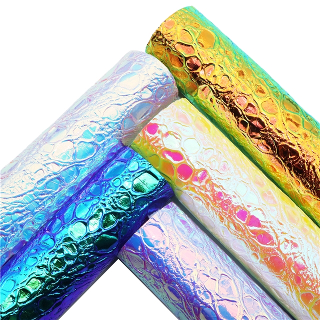 synthetic leather colorful laser wrinkled PU embossed leather