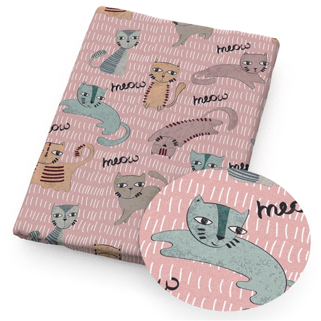 polyester cotton cat series polyester cotton fabric set (7 pcs/set) polyester cotton fabric,50*45cm(19.7*17.7