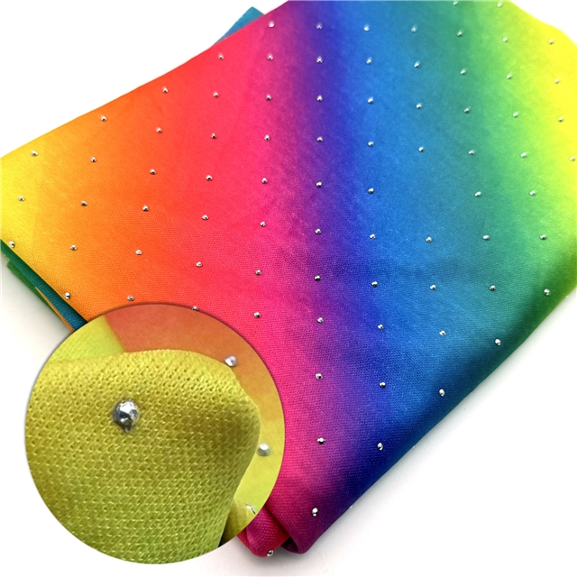 hot stamping 2 ways gainbow gradient knit fabric