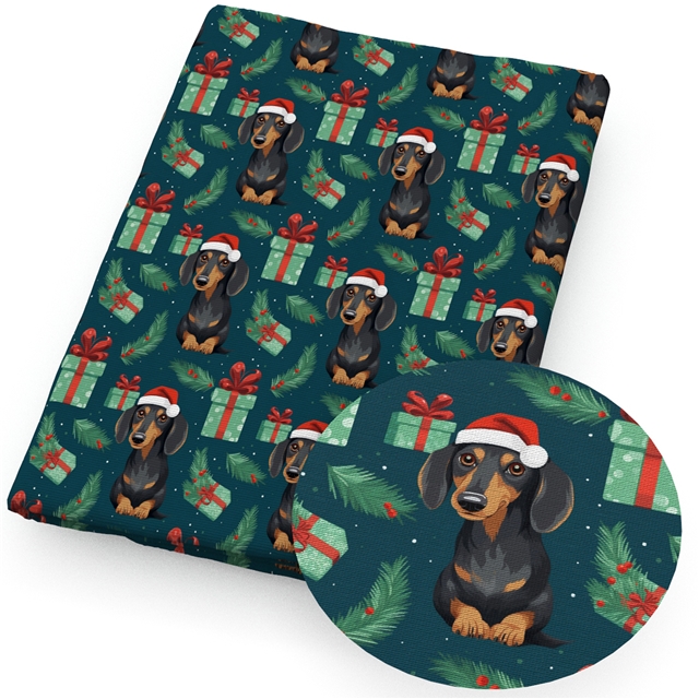 polyester cotton christmas dog series polyester cotton fabric set (4 pcs/set)