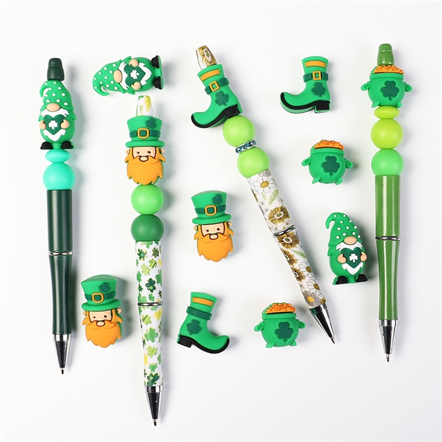 silicone three-dimensional st patricks silicone beads
