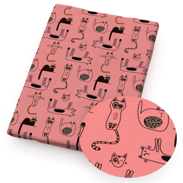 polyester cotton cat series polyester cotton fabric set (7 pcs/set) polyester cotton fabric,50*45cm(19.7*17.7