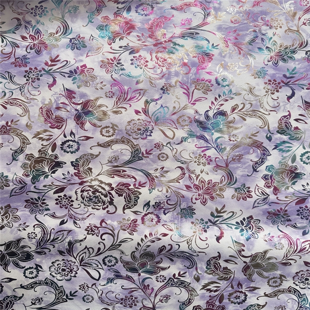 synthetic leather colourful gold hot stamping phoenix tail flower faux leather