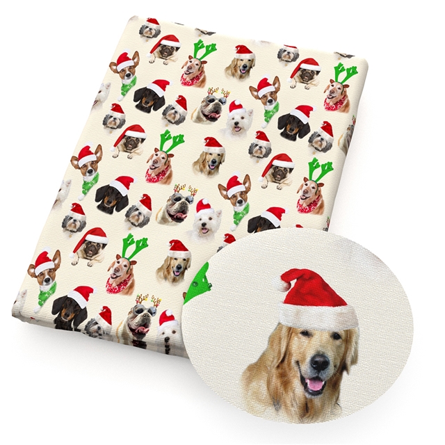 polyester cotton christmas dog series polyester cotton fabric set (4 pcs/set)