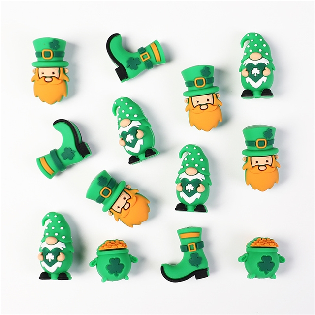 silicone three-dimensional st patricks silicone beads
