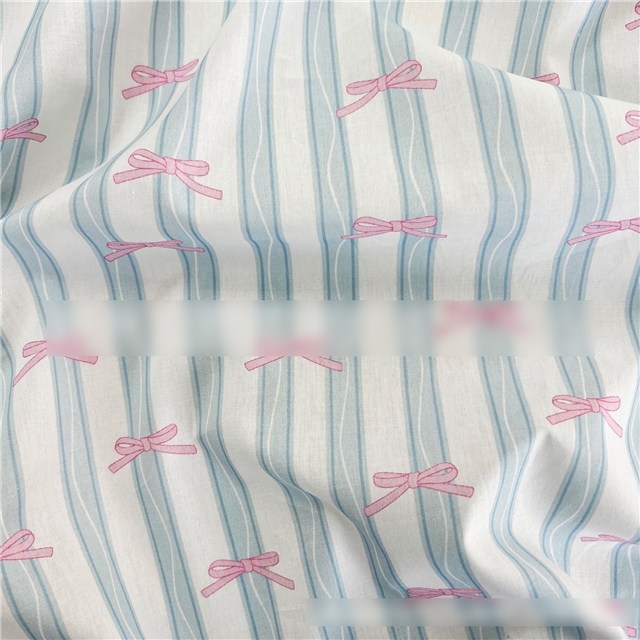 100% cotton 100% cotton 40s striped bow fabric silk digital printed fabric