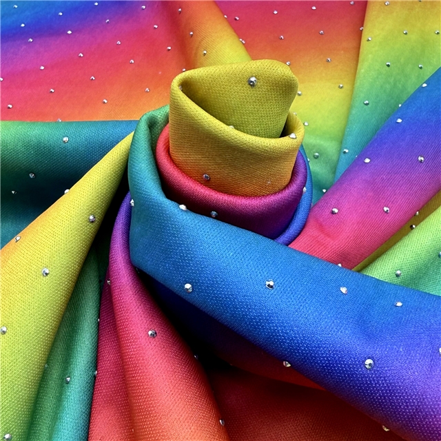 hot stamping 2 ways gainbow gradient knit fabric