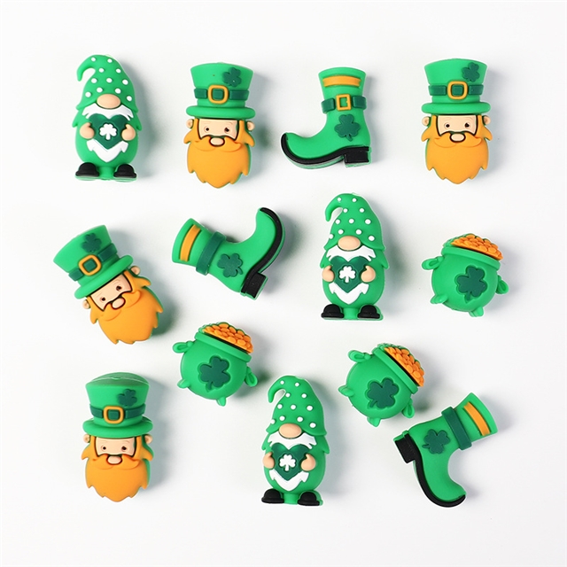 silicone three-dimensional st patricks silicone beads