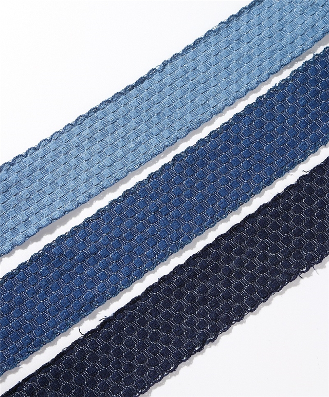 bud edge grid jacquard denim woven tape