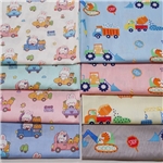 rabbit engineering construction vehicles cotton twill printed fabric set (8pcs/set)