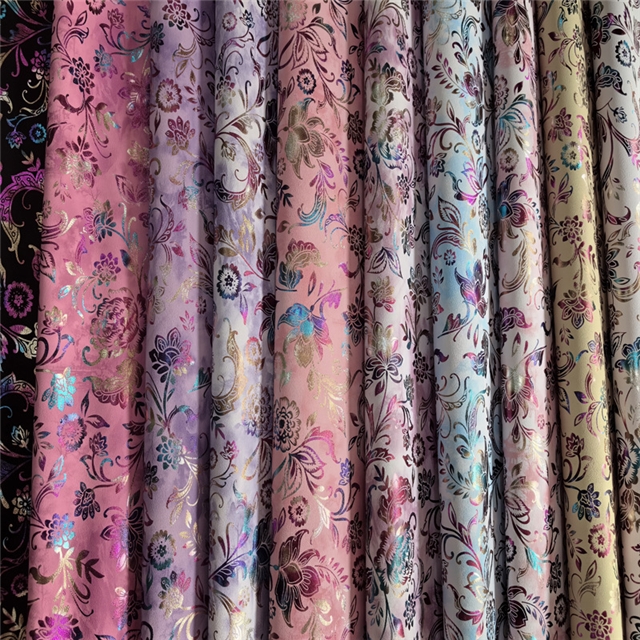 synthetic leather colourful gold hot stamping phoenix tail flower faux leather
