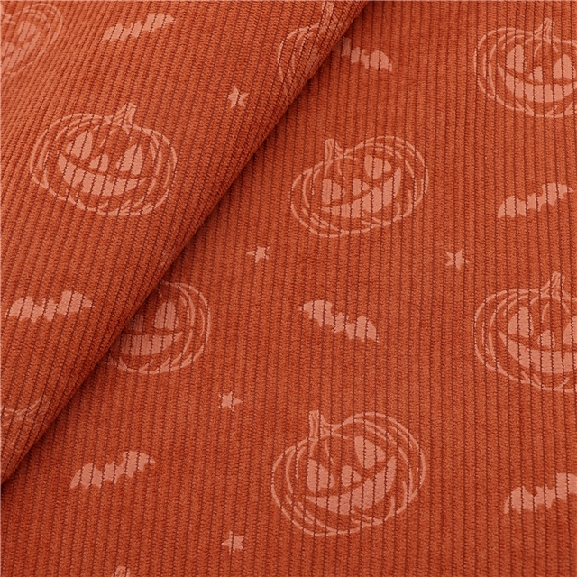 8w  halloween embossed pumpkin pattern corduroy fabric