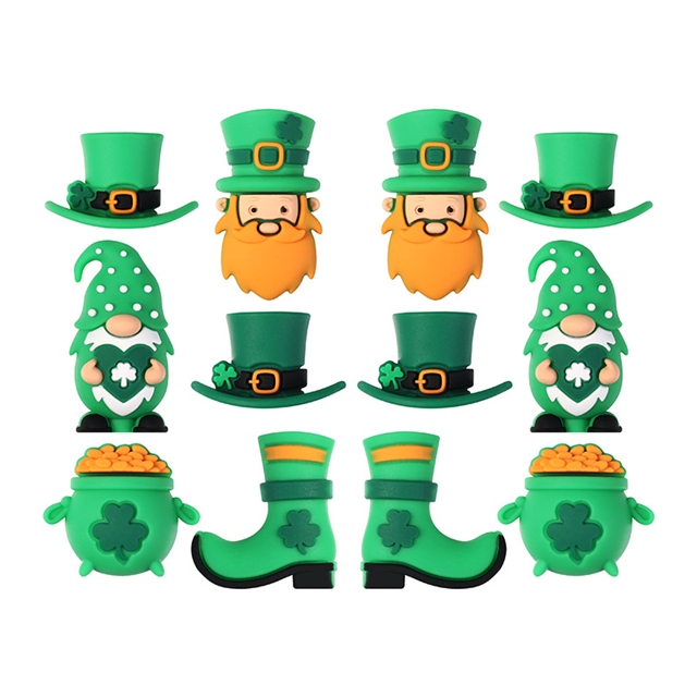 silicone three-dimensional st patricks silicone beads