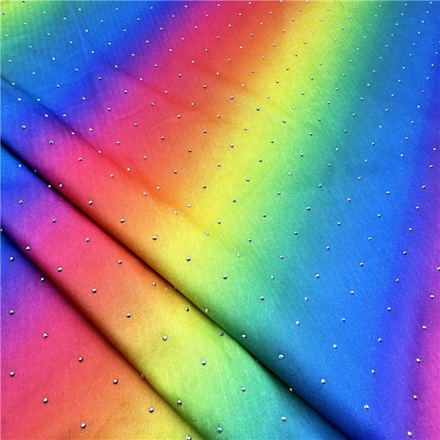 hot stamping 2 ways gainbow gradient knit fabric