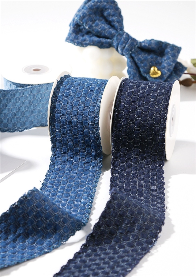 bud edge grid jacquard denim woven tape