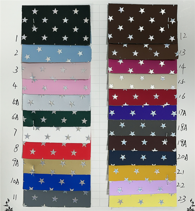 synthetic leather silver hot stamping star synthetic leather