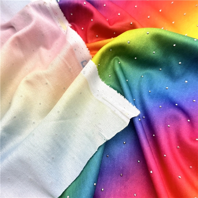 hot stamping 2 ways gainbow gradient knit fabric